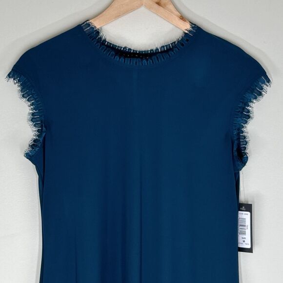 Tiana B. NWT Dress Sleeveless‎ Womens Medium Teal Lace Trim Knee Length - Picture 2 of 12